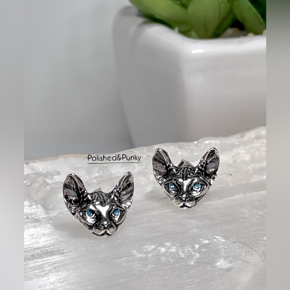 sphynx Cat earrings ~ Cat Earrings ~ mini earrings ~Cat lover earrings gift box